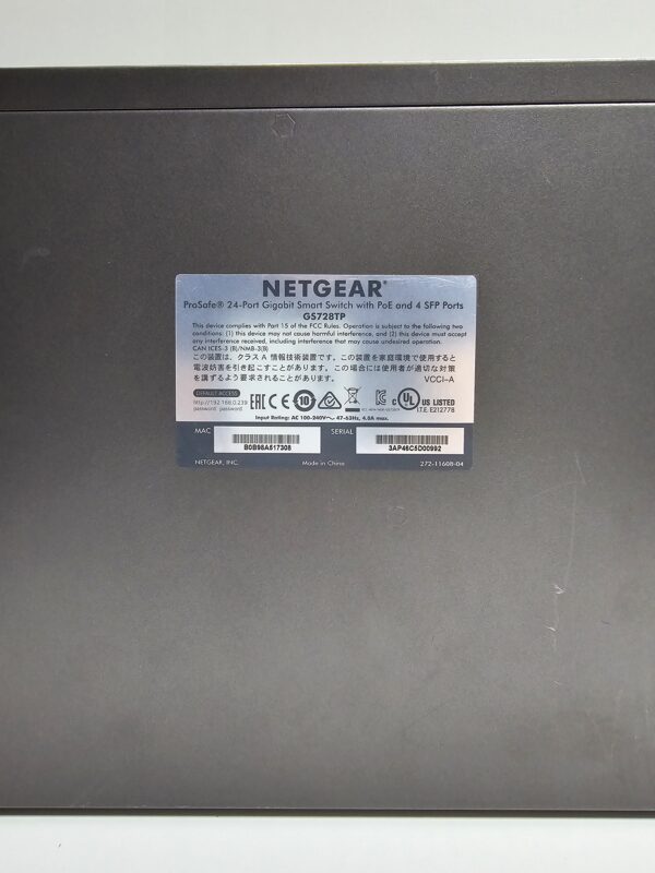 Netgear ProSafe GS728TP 24-Port Gigabit PoE+ / PoE Compliant Managed Network Switch - Image 2